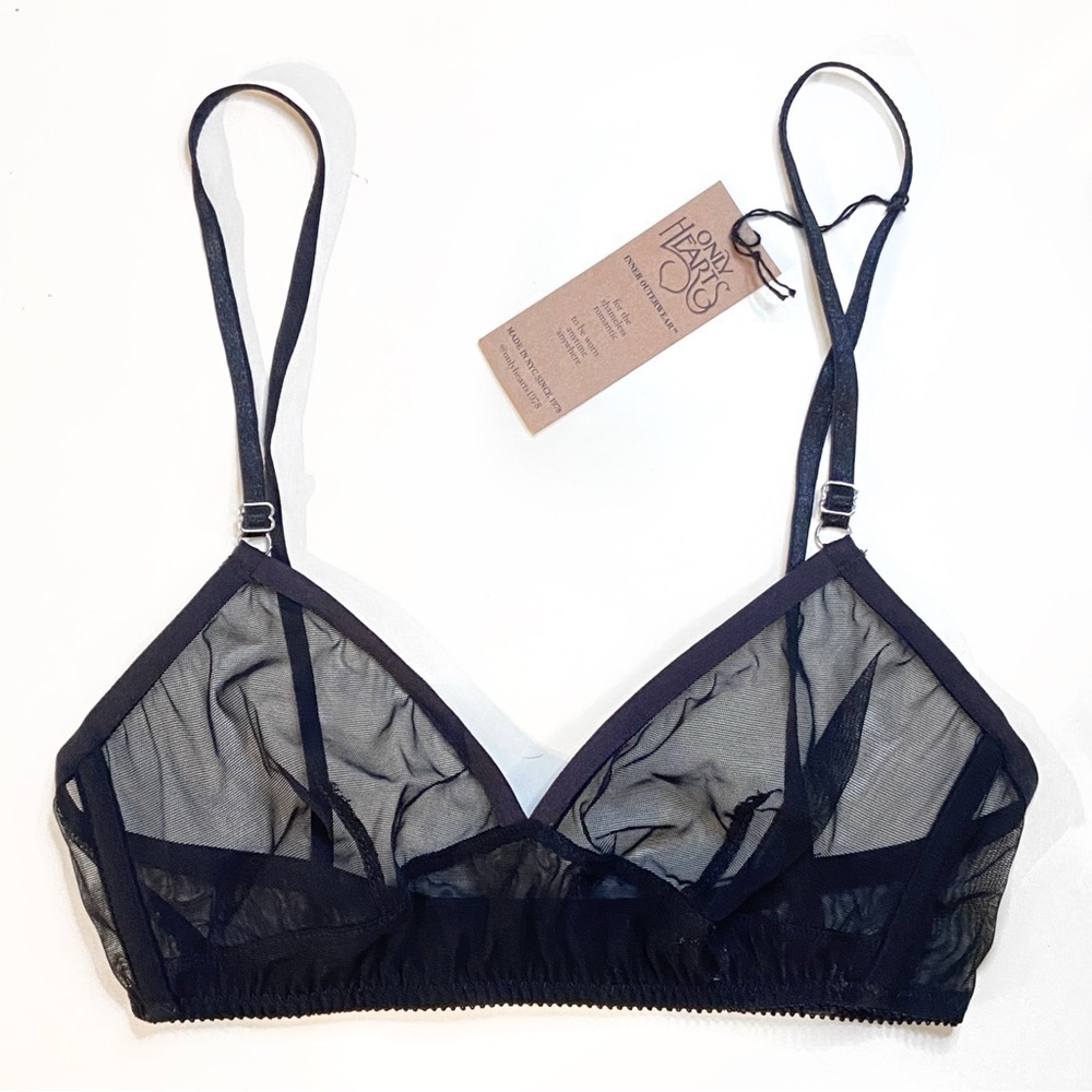 ONLY HEARTS Black Sheer Mesh Whisper Retro Bralette Intimates